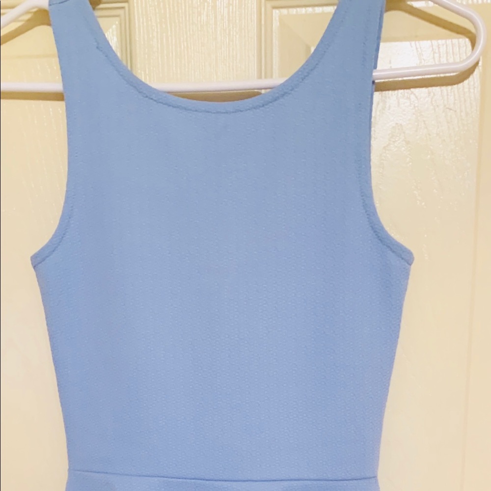 Light-blue, mini-dress.